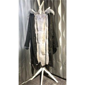 Real Fox Fur Mink Parka Waterproof Coat